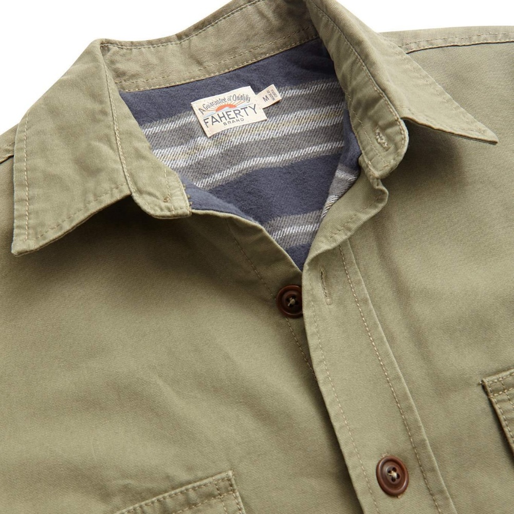 Faherty Blanket Lined CPO Jacket in Olive - Picture 3 of 6